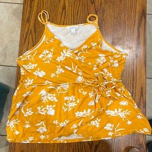 Market & Spruce Ochre Spaghetti Strap Faux Wrap Around Top